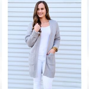 🪨EUC Mazik "Worldly🌍 Grey🩶 Cardi w/Pockets🤗" Stone🪨 Sz Large🪨
